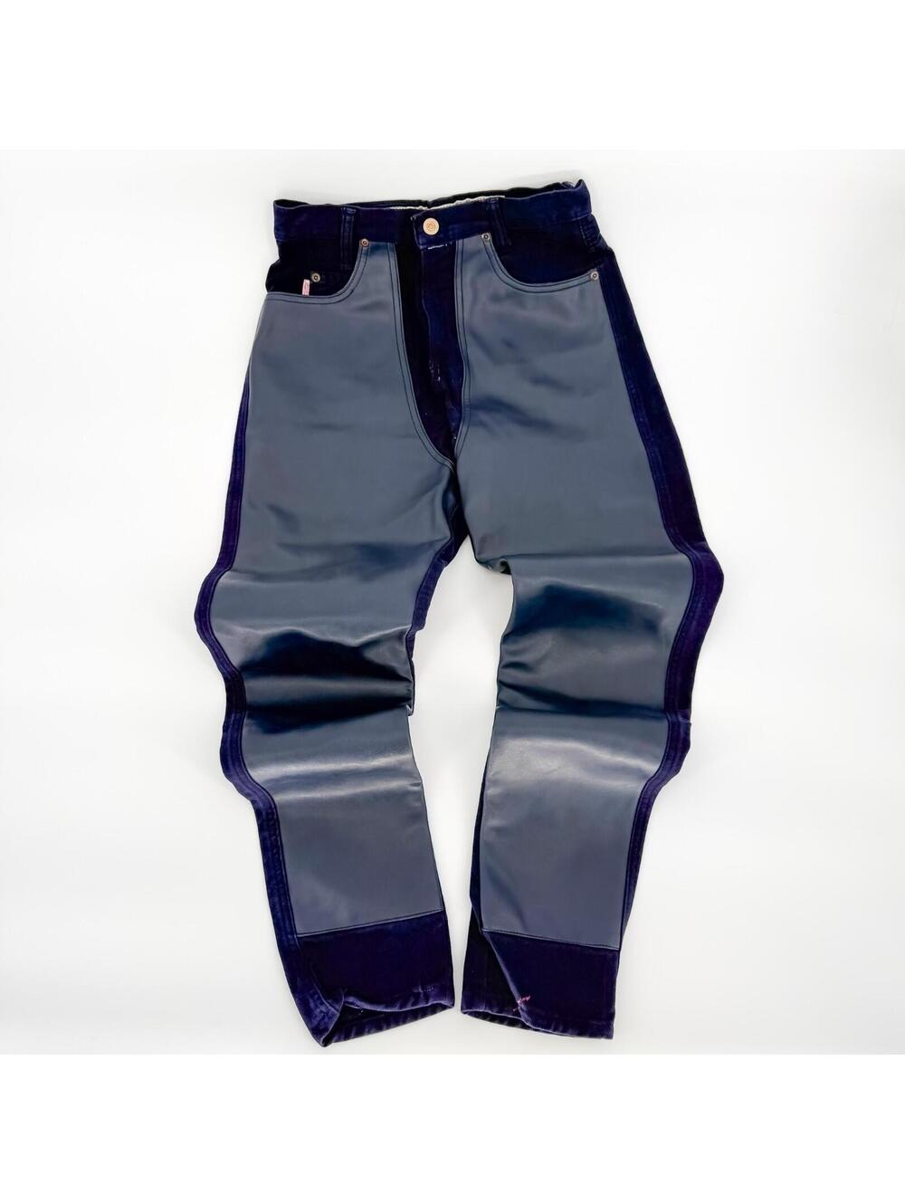 Jou Jou Faux Leather  Denim Vintage Pants Chaps Women’s Size‎ 7/8